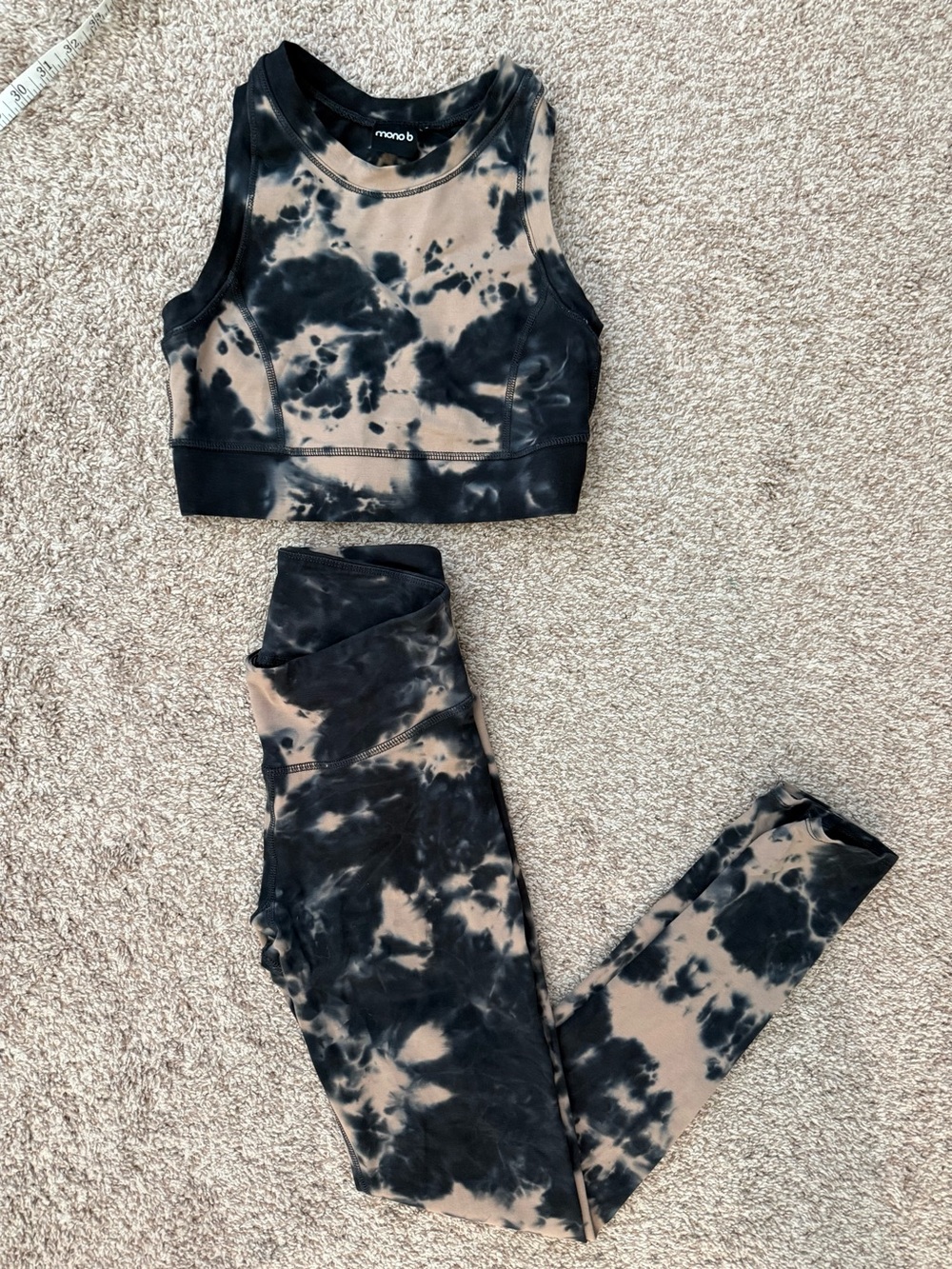 mono b Tie-Dye Active Set - Black & Taupe